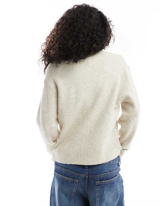 Jersey blanco hueso melange con detalle de bandera de Tommy Jeans, 2 de 4