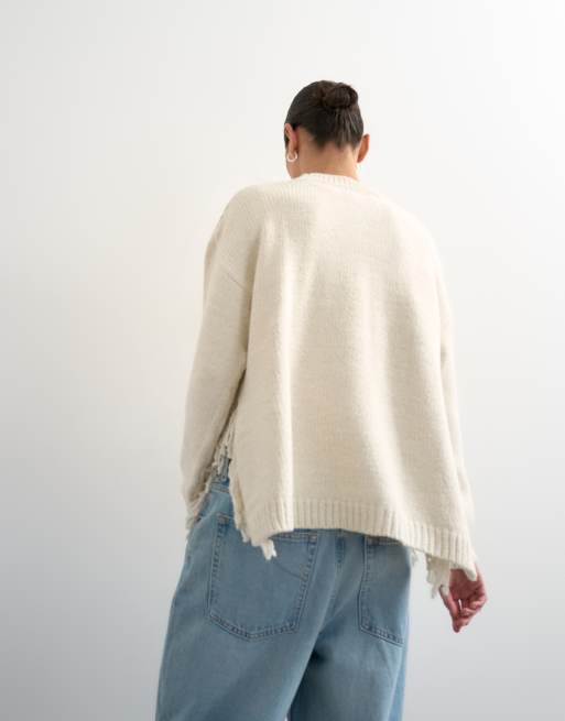 Jersey blanco marfil con borlas de punto de Topshop, 4 de 4
