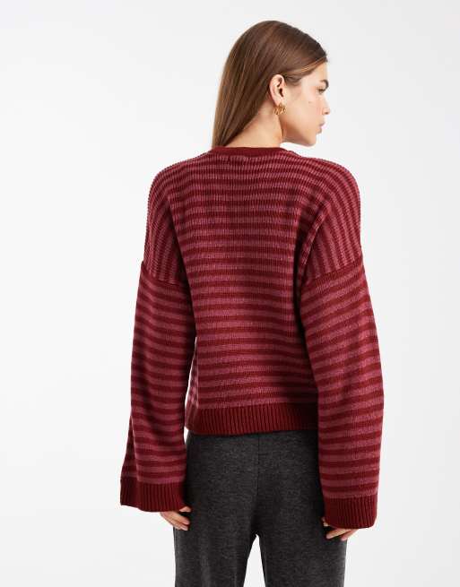 Jersey burdeos a rayas extragrande de ASOS DESIGN, 4 de 4