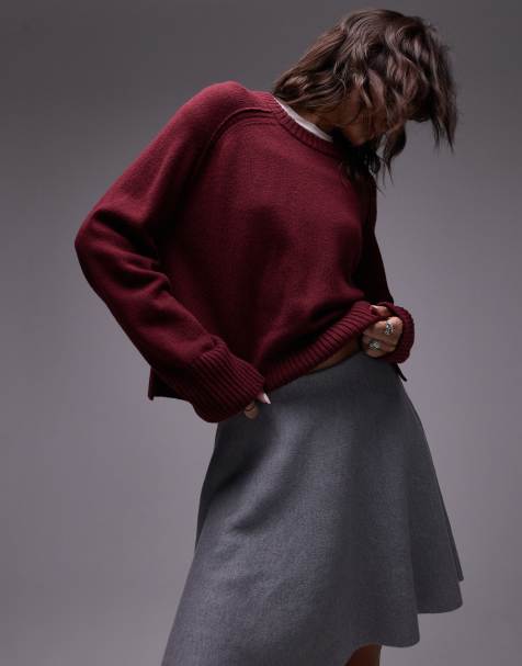 Jersey burdeos con cuello redondo de lana de ARKET - view 1