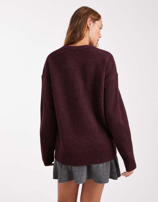 Jersey burdeos con cuello redondo Luxe de Cotton On, 4 de 4