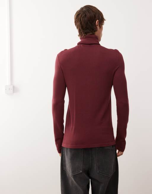 Jersey burdeos con cuello vuelto de punto suave de COLLUSION, 3 de 5