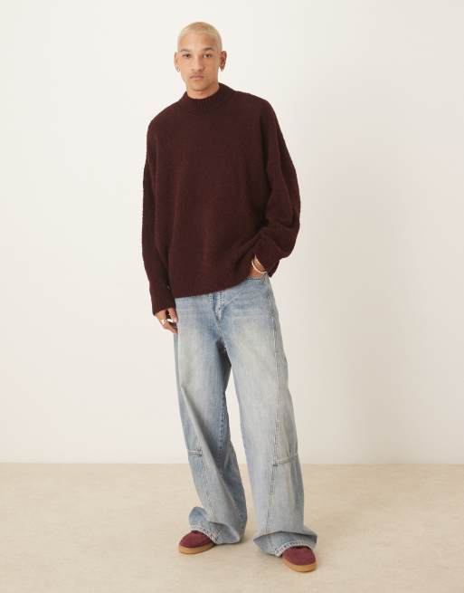 Jersey burdeos de corte cuadrado ultragrande con cuello alzado de punto texturizado de ASOS DESIGN, 4 de 4