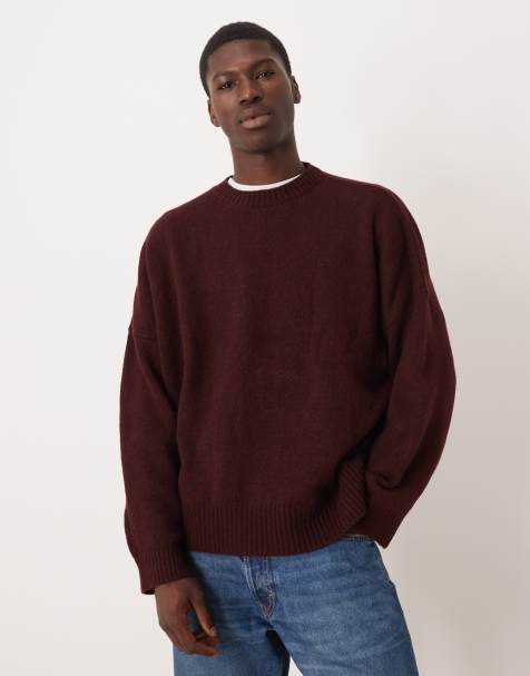 Jersey burdeos de corte cuadrado ultragrande con cuello redondo de punto de ASOS DESIGN - view 1
