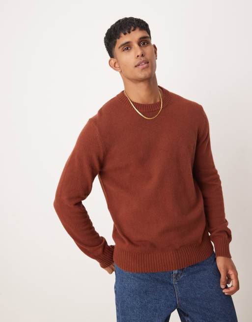 Jersey burdeos de corte estándar con cuello redondo de lana de Mango