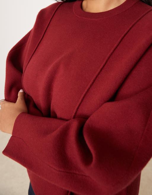 Jersey burdeos estructurado con cintura entallada y hombreras de ASOS DESIGN Curve, 4 de 4
