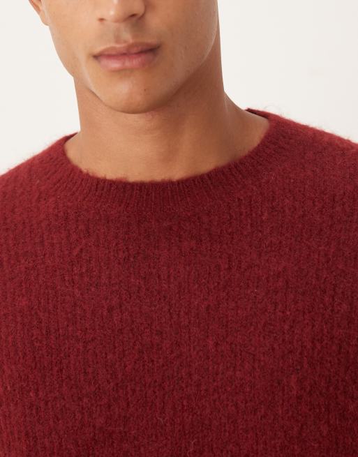 Jersey burdeos extragrande con cuello redondo de punto de lana de ASOS DESIGN, 5 de 5