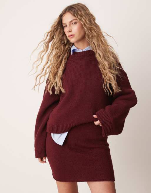 Jersey burdeos extragrande con mangas anchas de ASOS DESIGN (parte de un conjunto)