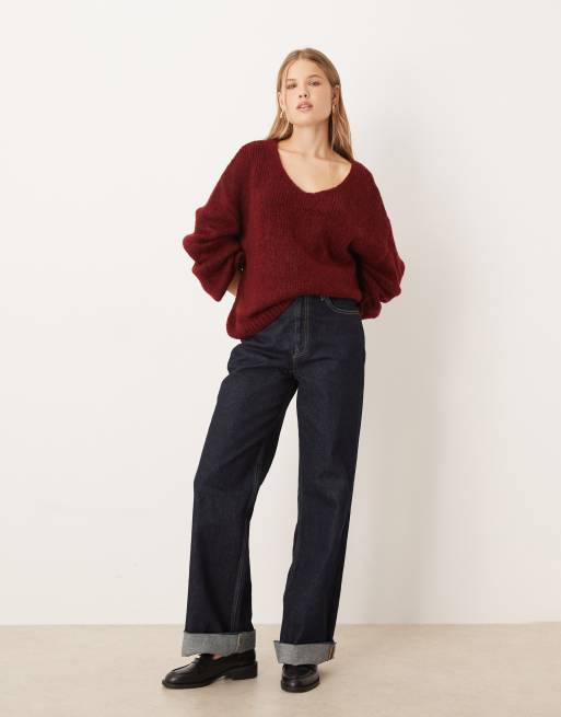 Jersey burdeos extragrande reversible de punto de JDY , 3 de 4
