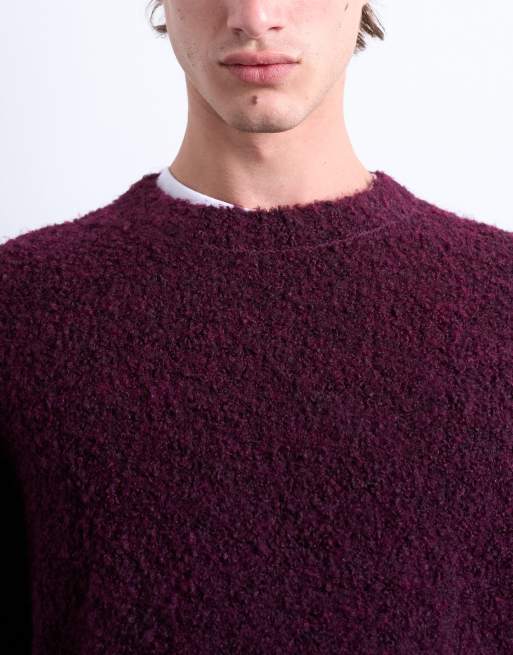 Jersey burdeos holgado de bouclé de Topman, 3 de 5