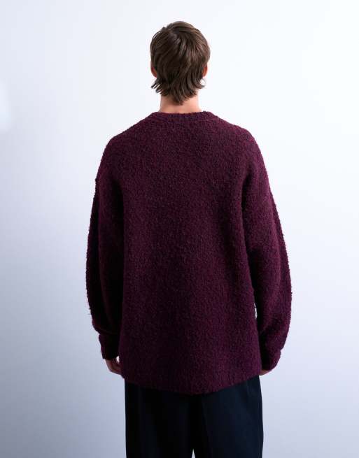 Jersey burdeos holgado de bouclé de Topman, 4 de 5