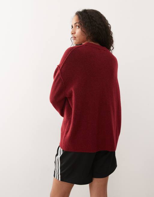 Jersey burdeos jaspeado de mezcla de lana de Weekday, 4 de 4