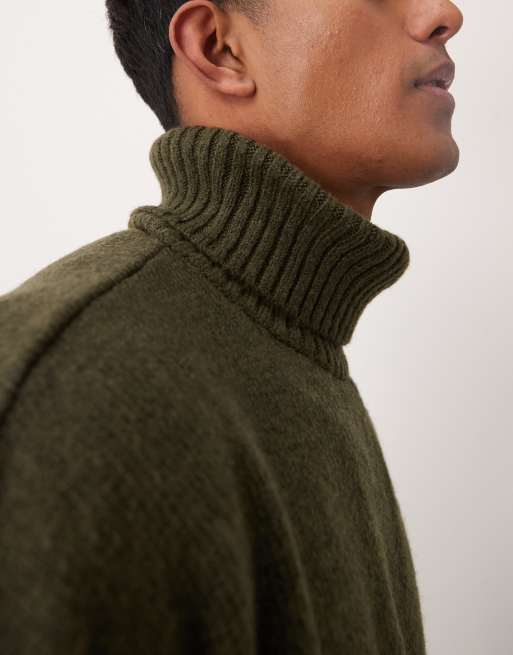 Jersey caqui de corte cuadrado ultragrande con cuello vuelto de punto de ASOS DESIGN, 2 de 4