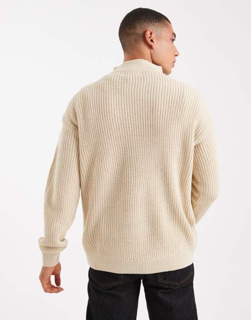 Jersey color avena con cremallera corta de punto inglés de New Look, 3 de 5