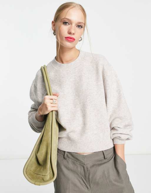 Jersey color avena con cuello redondo y manga globo de & Other Stories
