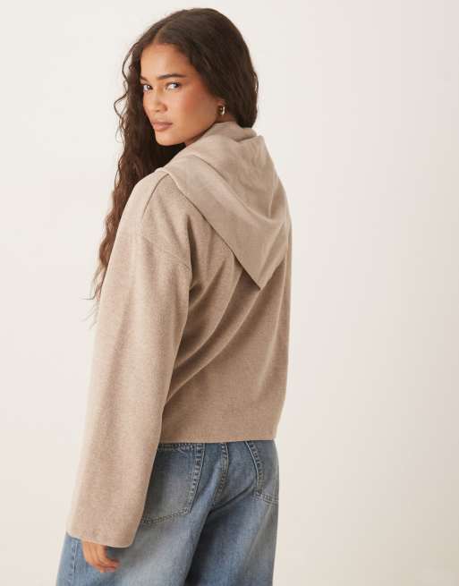 Jersey color avena con detalle de pañuelo de tejido suave al tacto de Threadbare, 3 de 4