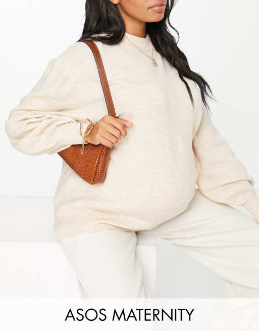 Jersey color avena de corte cuadrado con cuello redondo de ASOS DESIGN Maternity