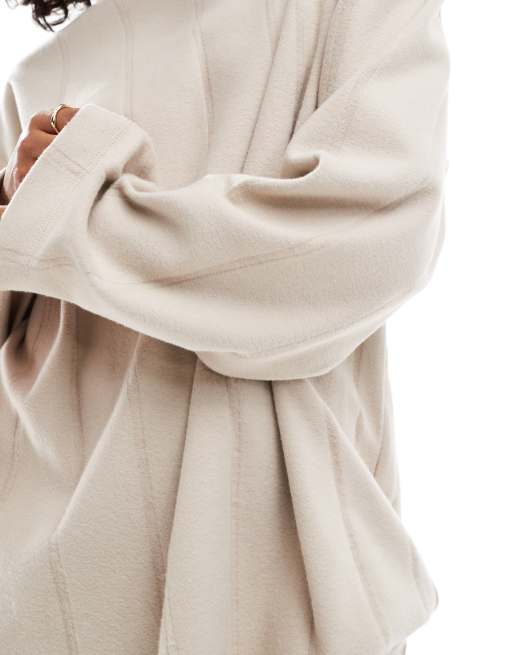 Jersey color crema cálido de canalé ancho muy suave de ASOS DESIGN (parte de un conjunto), 4 de 4