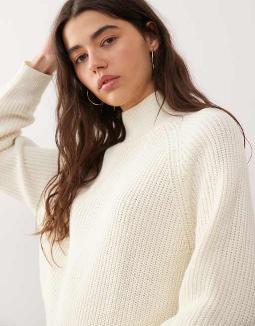 Jersey color crema con cuello alto de punto de Noisy May, 3 de 4