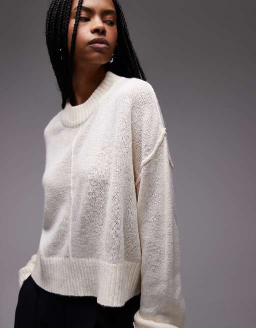 Jersey color crema con cuello redondo de punto de COLLUSION, 3 de 4