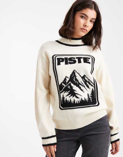 Jersey color crema con estampado "Off Piste" de punto de South Beach - view 1
