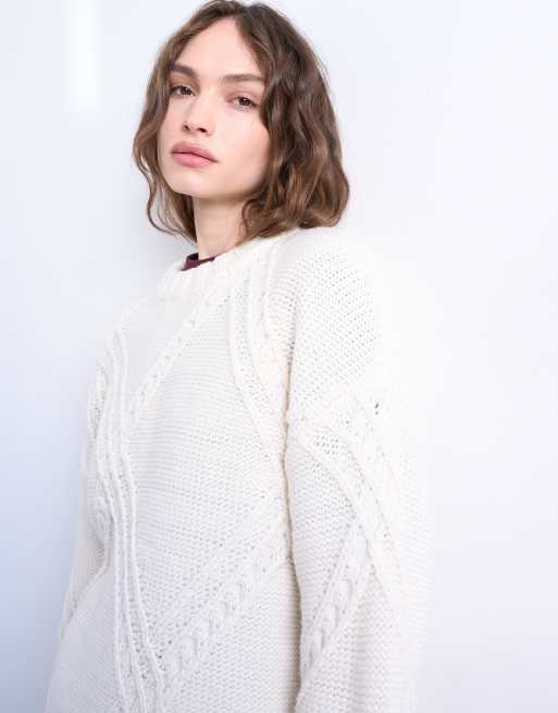 Jersey color crema con patrón de rombos de punto de Topshop, 2 de 4