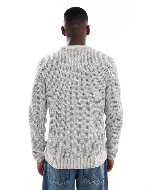 Jersey color crema con punto gofrado de hilo en dos tonos de Jack & Jones, 3 de 5