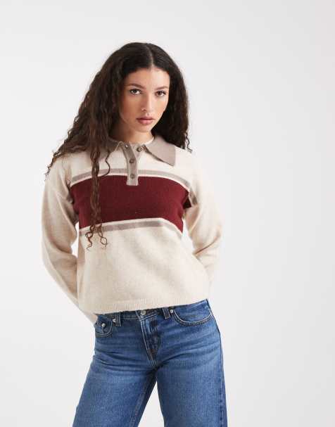 Jersey color crema estilo polo con diseño color block de New Look - view 1