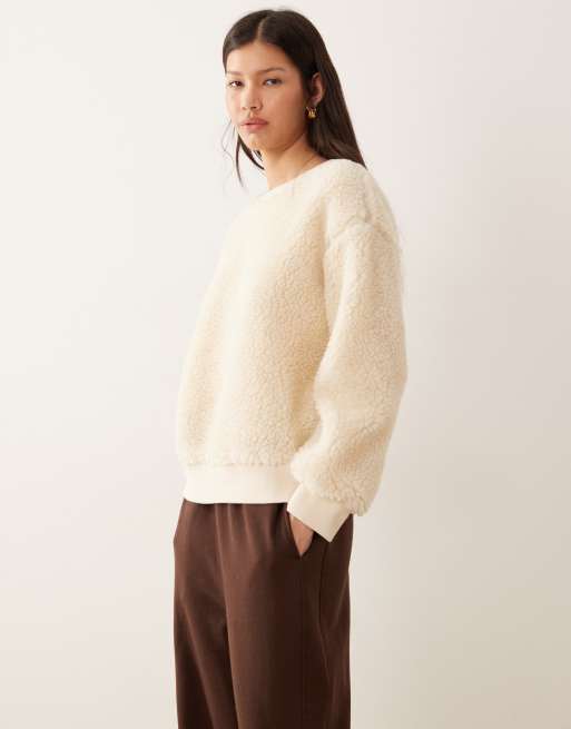 Jersey color crema extragrande de borreguito de ASOS DESIGN