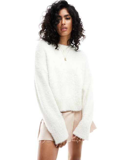 Jersey color crema extragrande de puntilla de Miss Selfridge