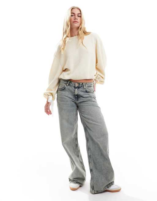 Jersey color crema texturizado con lazos en contraste de ASOS DESIGN, 3 de 4