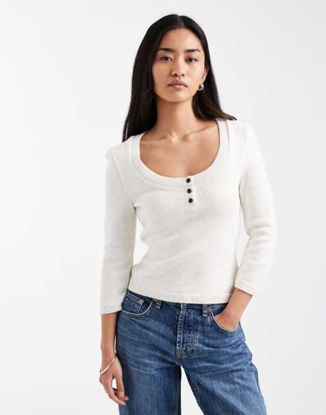 Jersey color crudo con cuello panadero ancho de punto de ASOS DESIGN - view 1