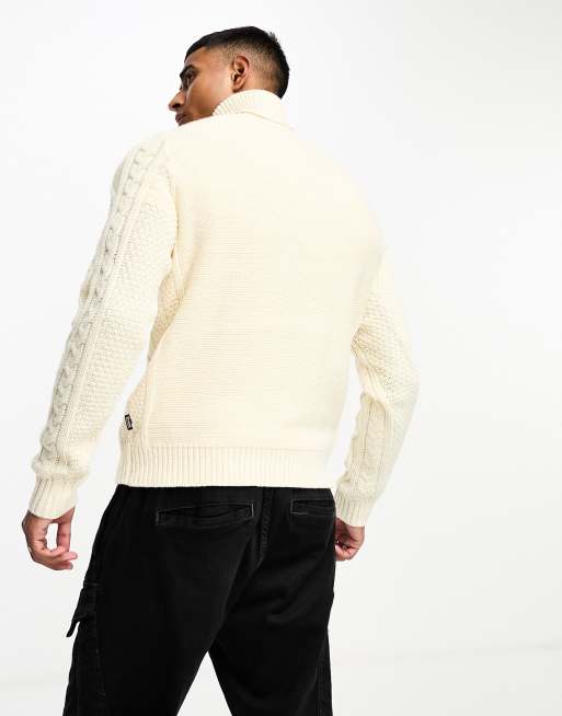 Jersey color crudo con cuello vuelto de punto de ochos de Only & Sons, 2 de 4