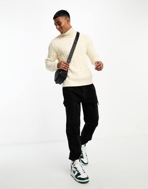 Jersey color crudo con cuello vuelto de punto de ochos de Only & Sons, 4 de 4