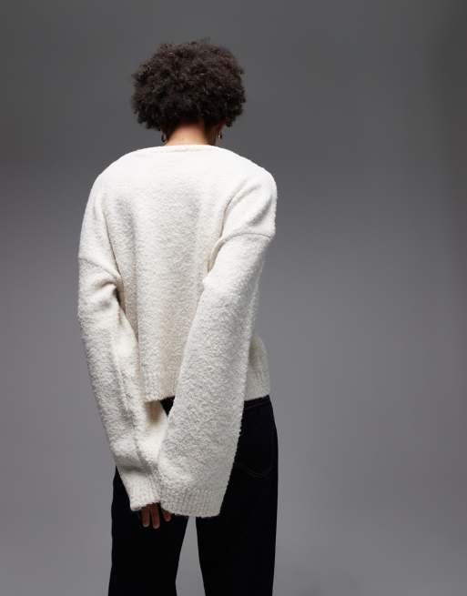 Jersey color crudo con mangas anchas de punto mullido de bouclé de ASOS DESIGN, 2 de 4