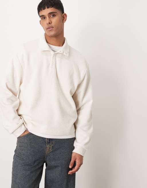 Jersey color crudo de corte cuadrado extragrande con cuello panadero alzado de punto ligero cepillado de ASOS DESIGN