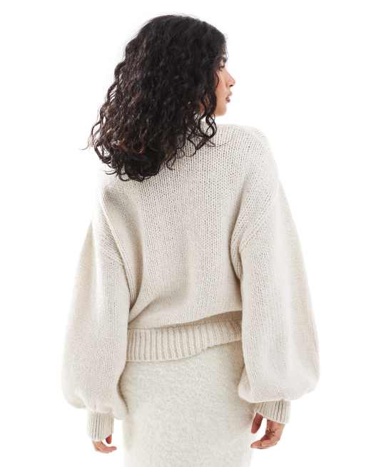 Jersey color crudo extragrande de punto grueso de ASOS DESIGN, 4 de 4