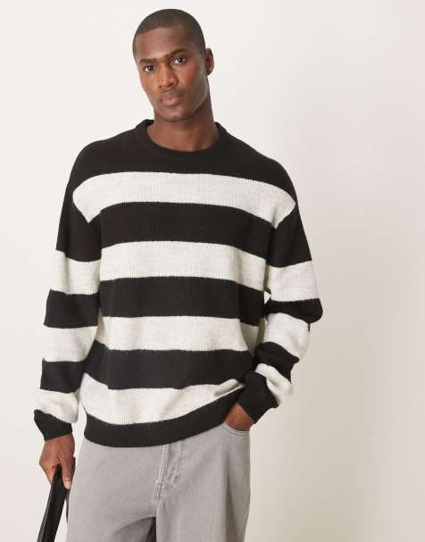Jersey color crudo y negro a rayas extragrande de punto de ASOS DESIGN - view 1