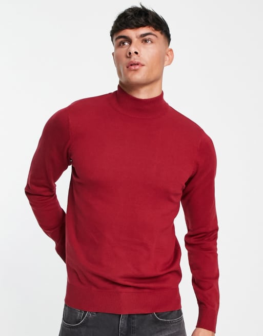 Jersey color hematita con cuello subido de algodón de Threadbare