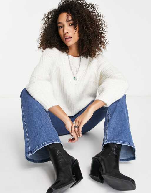 Jersey color marfil de corte holgado de punto Carter de Free People