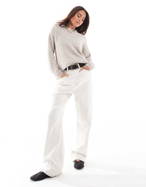 Jersey color piedra con cuello redondo de ONLY, 3 de 4