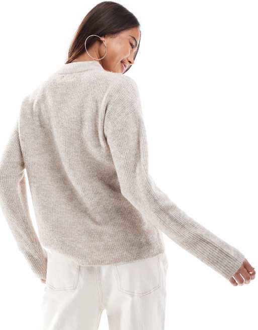 Jersey color piedra con cuello redondo de ONLY, 4 de 4