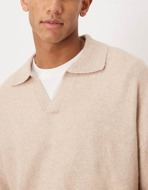 Jersey color piedra extragrande con cuello de muesca de punto cepillado de ASOS DESIGN, 5 de 5