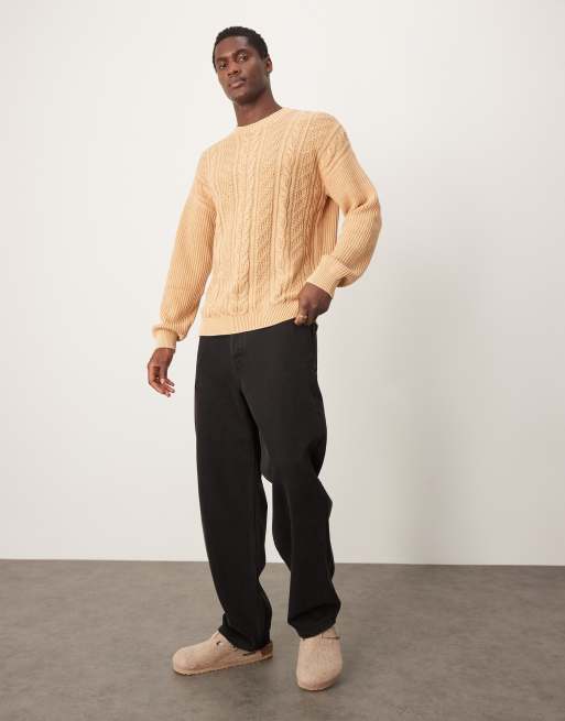 Jersey color piedra lavado holgado de punto de ochos de ASOS DESIGN , 4 de 4