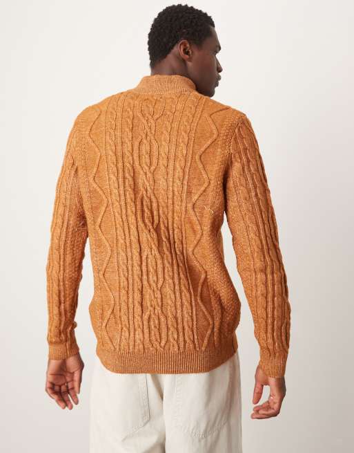 Jersey color tostado con cremallera corta de punto de ochos de ASOS DESIGN, 3 de 4