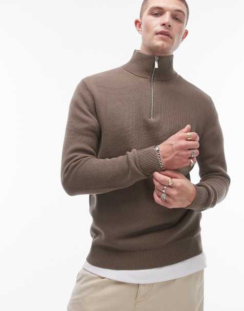 Jersey color tostado con media cremallera de punto de Selected Homme - view 1