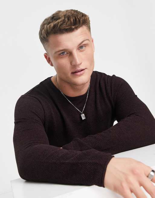 Jersey color vino de punto de Selected Homme