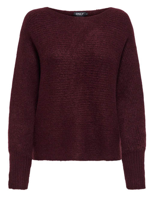 Jersey color vino malva de punto de ONLY, 3 de 4