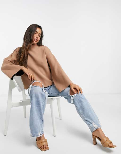 Jersey con cuello alzado en tostado de Mango