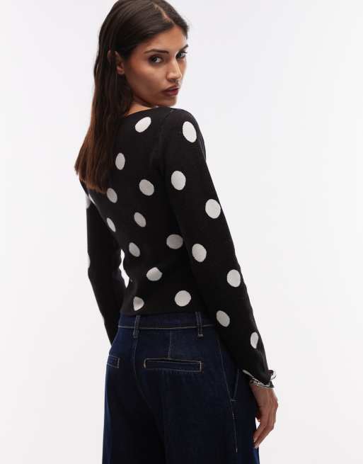 Jersey con cuello barco y estampado de lunares de punto fino de ASOS DESIGN, 2 de 4